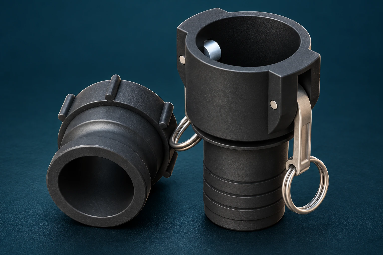 Black CPP Cam-Lock couplings with metal locking arms